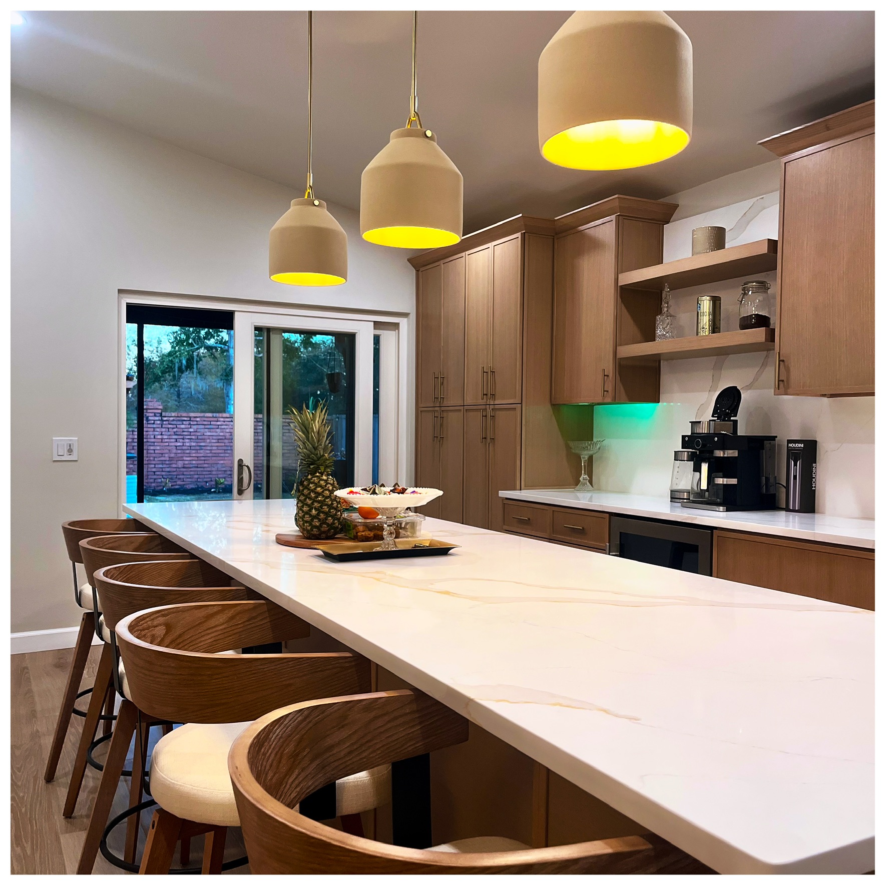 Winter Park kitchen remodel — wood cabinetry and waterfall island